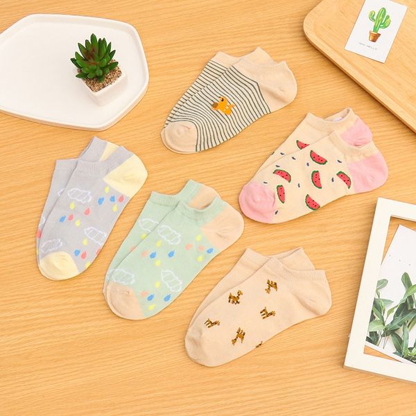 new four seasons women's short tube fresh boat fruit boat striped fruit animal women's socks solid color jacquard casual socks, Pink;yellow
new four seasons women's short tube fresh boat fruit boat striped fruit animal women's socks solid color jacquard casual socks, Pink;yellow