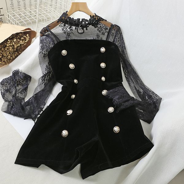spring clothing woman new perspective long sleeve lace shirt + double breasted slim fit jumpsuit two-piece suits women jumpsuits, White
spring clothing woman new perspective long sleeve lace shirt + double breasted slim fit jumpsuit two-piece suits women jumpsuits, White