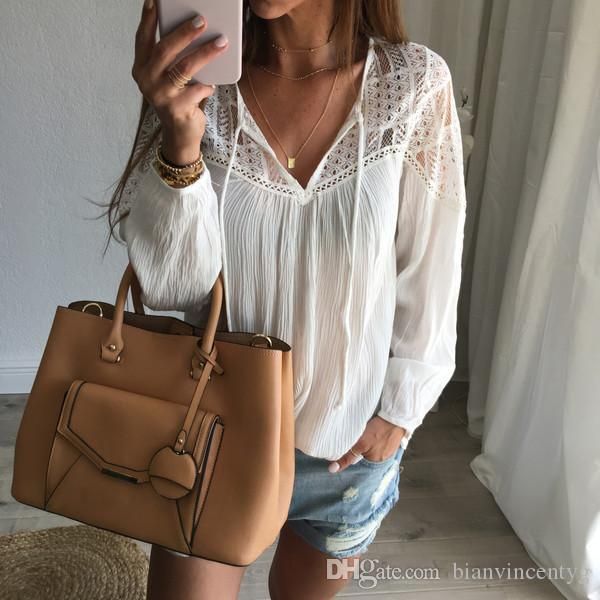 womens fashion hollow out chiffon v neck desingn floral fashion summer casual blouse loose shirts for girl streetwear lace t-shirt, White
womens fashion hollow out chiffon v neck desingn floral fashion summer casual blouse loose shirts for girl streetwear lace t-shirt, White