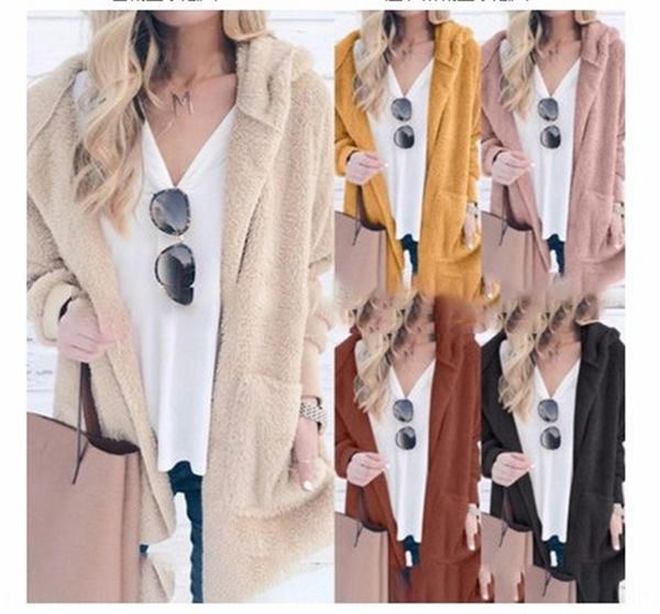 2019 fall/winter new solid color plush hooded long sleeve fashion coat casual cardigan coat for women, Black
2019 fall/winter new solid color plush hooded long sleeve fashion coat casual cardigan coat for women, Black