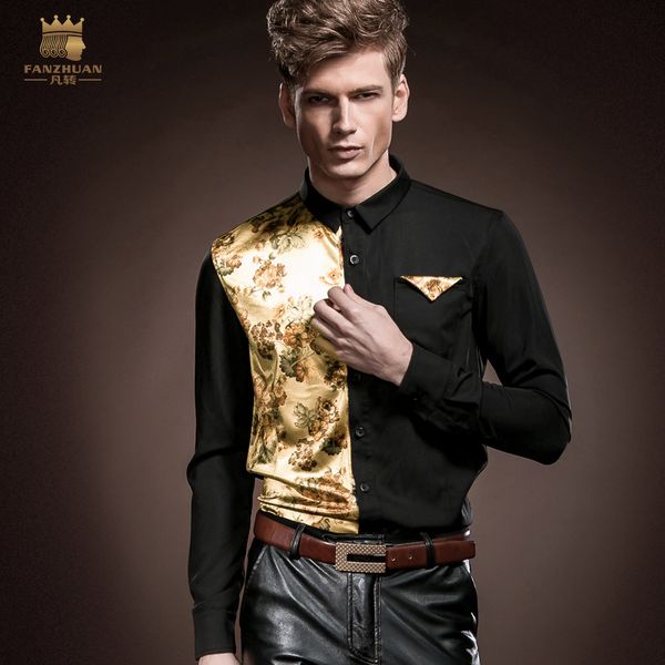 men's dress shirts fanzhuan personality male man slim stretch autumn wind stitching print shirt 14203 clothing, White;black
men's dress shirts fanzhuan personality male man slim stretch autumn wind stitching print shirt 14203 clothing, White;black