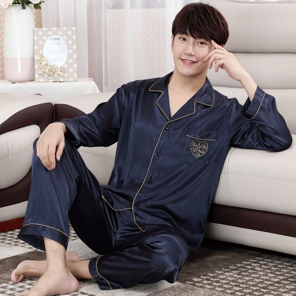 men's youth korean style pajamas long sleeve suit autumn student pajamas and silk thin large size silk home wear, Black;brown
men's youth korean style pajamas long sleeve suit autumn student pajamas and silk thin large size silk home wear, Black;brown
