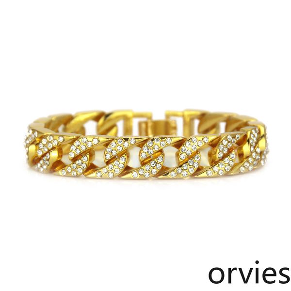european and american hip-hop men's full diamond bracelet 14k gold-plated motorcycle cool domineering bracelet jewelry, Black
european and american hip-hop men's full diamond bracelet 14k gold-plated motorcycle cool domineering bracelet jewelry, Black