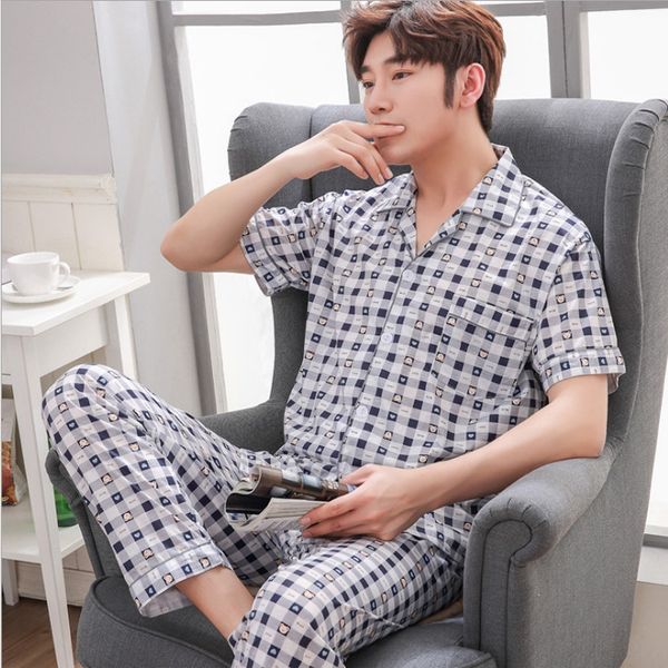 new pajamas men's cardigan short sleeve lapel trousers suit clothes home clothes knitted cotton trousers set home wear, Black;brown
new pajamas men's cardigan short sleeve lapel trousers suit clothes home clothes knitted cotton trousers set home wear, Black;brown