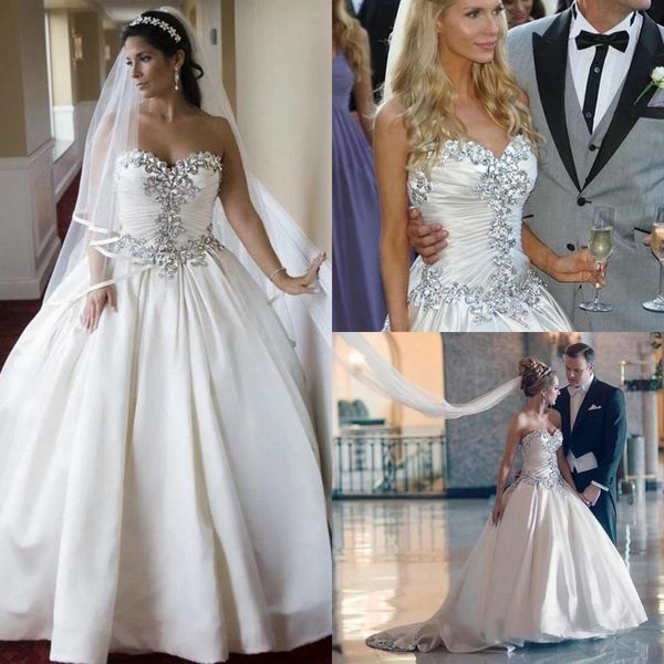 vintage satin ball gown wedding dresses 2020 sweetheart arabic dubai crystals beaded bridal gowns plus size pleated vestidos de novia al6534, White
vintage satin ball gown wedding dresses 2020 sweetheart arabic dubai crystals beaded bridal gowns plus size pleated vestidos de novia al6534, White