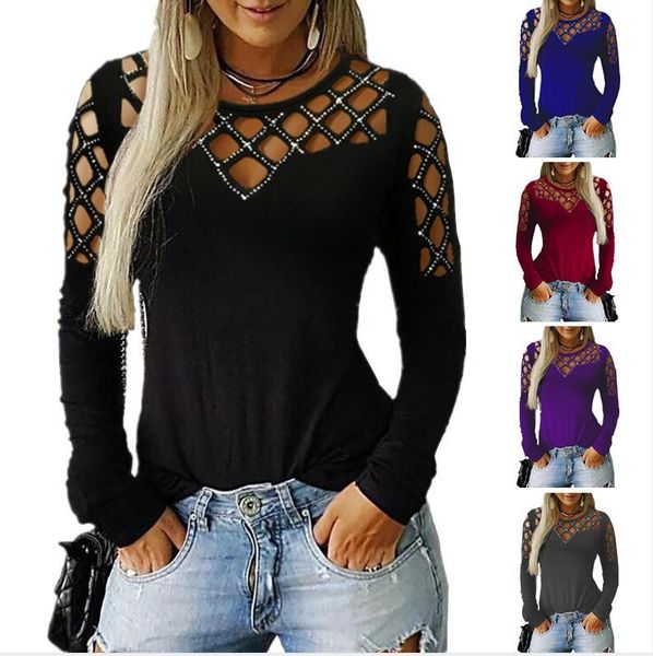 women t shirt hollow long-sleeved t-shirt solid color round neck short sleeves pullover tees fashion 6 color cz7272, White
women t shirt hollow long-sleeved t-shirt solid color round neck short sleeves pullover tees fashion 6 color cz7272, White