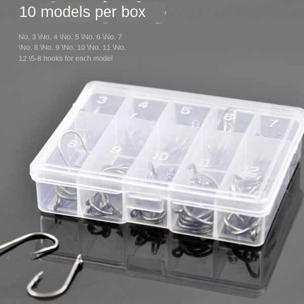 boxed ring fish tube pay iseni 3-12 barbed hook with hole fishhook with ring black gold