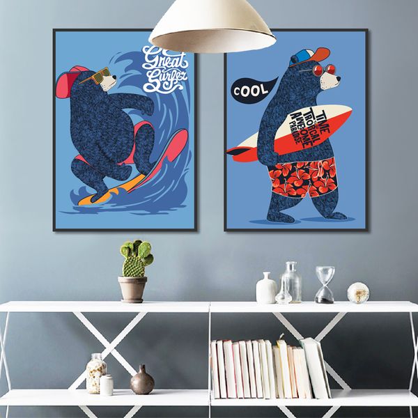 nordic cute cartoon surf bear animal posters and prints nursery baby room decoration surfboard canvas painting kids wall picture
nordic cute cartoon surf bear animal posters and prints nursery baby room decoration surfboard canvas painting kids wall picture
