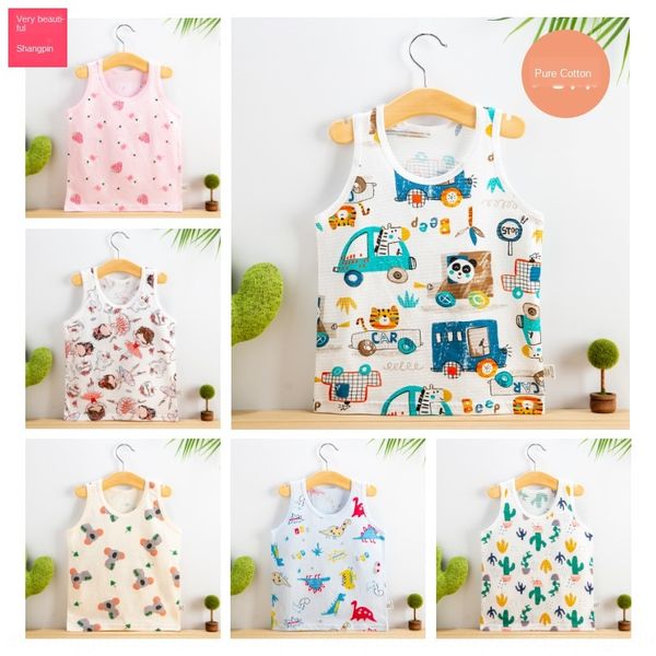 summer 2020 vest shirt children's cotton cartoon sleeveless vest boys and girls base shirt children's braces, Blue 
summer 2020 vest shirt children's cotton cartoon sleeveless vest boys and girls base shirt children's braces, Blue