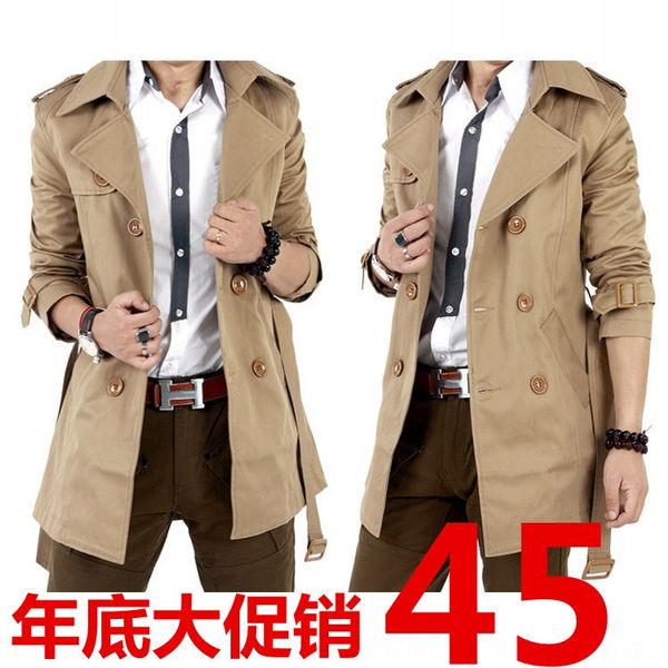 autumn new casual men's coat windbreaker korean slim mid-length men's british coat windbreaker, Tan;black
autumn new casual men's coat windbreaker korean slim mid-length men's british coat windbreaker, Tan;black