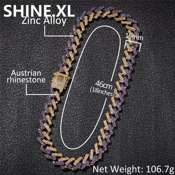 15mm multicolor miami cuban chain necklace exaggerated personality imitation gold diamonds mens hip hop jewelry gift, Silver
15mm multicolor miami cuban chain necklace exaggerated personality imitation gold diamonds mens hip hop jewelry gift, Silver