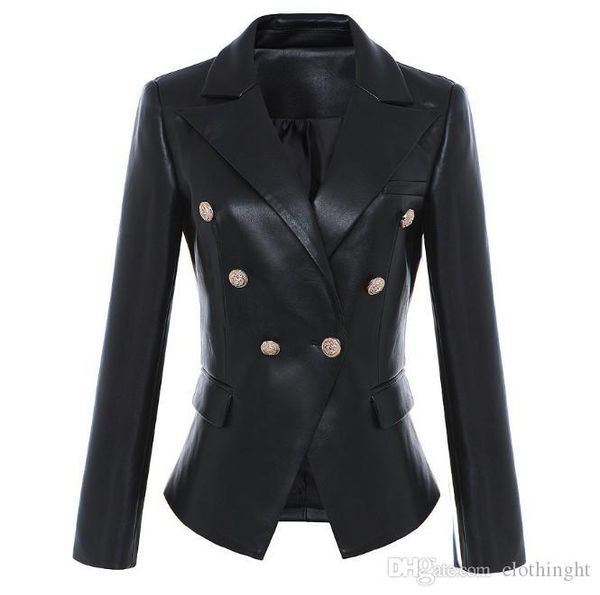 cloth new lion head metal button double-breasted leather suit blazer coat for spring and autumn women black short jackets j1, White;black
cloth new lion head metal button double-breasted leather suit blazer coat for spring and autumn women black short jackets j1, White;black