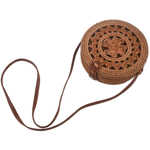 round straw bag ladies handbags bohemian rattan messenger bag hand-woven round