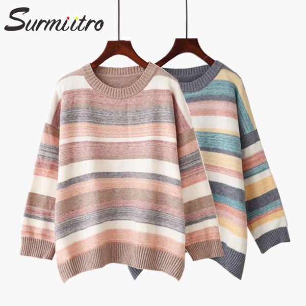 surmiitro korean rainbow oversized knit warm winter sweater women 2020 lady long sleeve jumper tricot pullover female knitwear, White;black
surmiitro korean rainbow oversized knit warm winter sweater women 2020 lady long sleeve jumper tricot pullover female knitwear, White;black