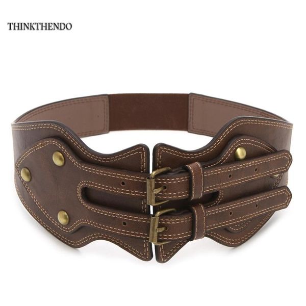 thinkthendo women's vintage faux leather elastic stretch band double retro pin buckle wide waist belt waistband quality girdles, Black;brown
thinkthendo women's vintage faux leather elastic stretch band double retro pin buckle wide waist belt waistband quality girdles, Black;brown