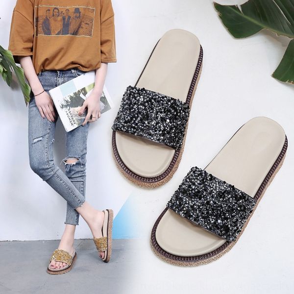 women's thick-soled golden sequined and slippers slippers 2020 new korean style sandals soft-soled sandals
women's thick-soled golden sequined and slippers slippers 2020 new korean style sandals soft-soled sandals