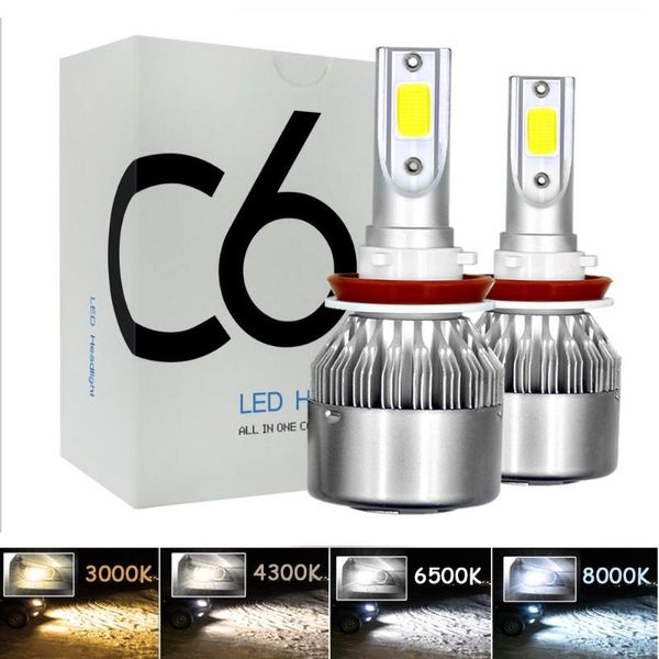 

super bright auto h7 h11 led car headlight 9006 h1 h3 9005 880 881 h27 h4 led dual color headlight kit 3000k 6000k 4300k 8000k