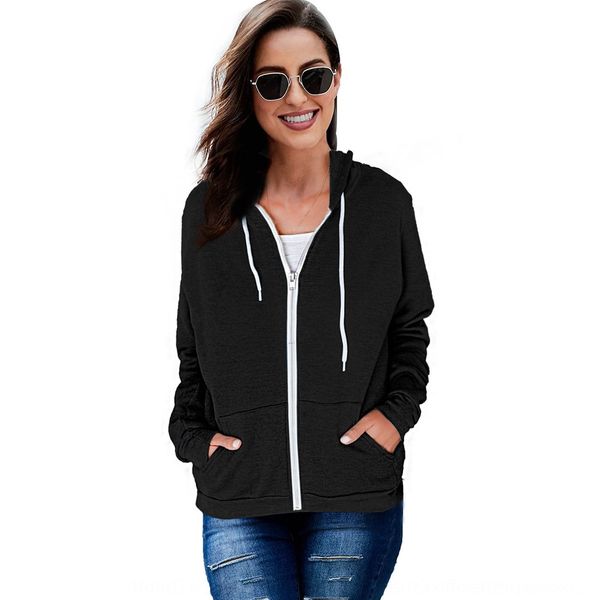 autumn and winter sweater coat new solid color hooded sweater women's zipper side pocket loose all-match coat 253726, Black
autumn and winter sweater coat new solid color hooded sweater women's zipper side pocket loose all-match coat 253726, Black