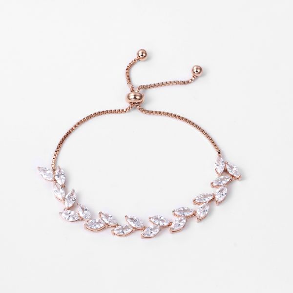 rose gold color plated marquise leaf cubic zirconia adjustable bracelets for women or bridal, Black
rose gold color plated marquise leaf cubic zirconia adjustable bracelets for women or bridal, Black