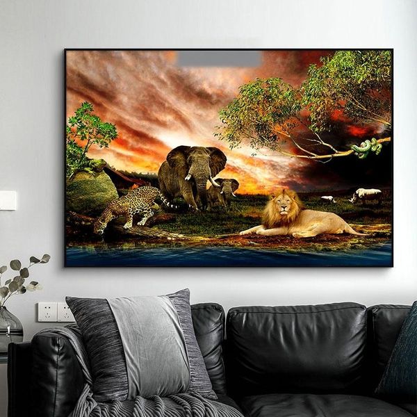 wild lions elephant tree animal landscape canvas painting cuadros posters and prints modern wall art picture for living room home decor
wild lions elephant tree animal landscape canvas painting cuadros posters and prints modern wall art picture for living room home decor