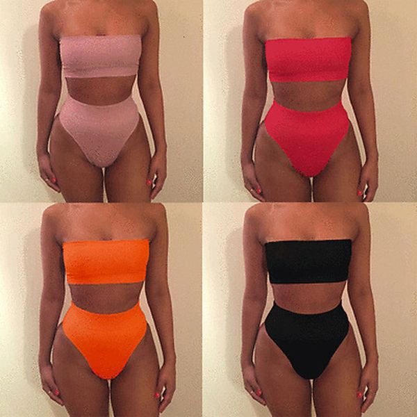 2020 new bikini strapless swimwear women solid 6 color swimsuit off shoulder bathing suit high waist bikini, White;black
2020 new bikini strapless swimwear women solid 6 color swimsuit off shoulder bathing suit high waist bikini, White;black