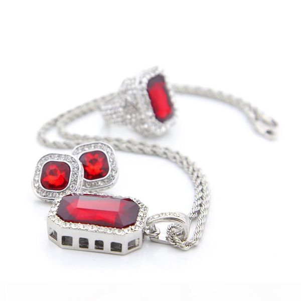 u hip hop men jewelry set gold color iced out rhinestone square crystal rings with stud earring pendant necklace 3pcs set, Silver
u hip hop men jewelry set gold color iced out rhinestone square crystal rings with stud earring pendant necklace 3pcs set, Silver