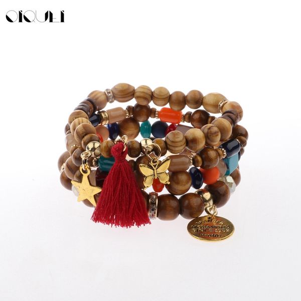 oiquei wholesale 4pcs/sets women's fashion jewelry bracelet sets boho vintage multilayer wood beads pendant charm bracelet femme, Black
oiquei wholesale 4pcs/sets women's fashion jewelry bracelet sets boho vintage multilayer wood beads pendant charm bracelet femme, Black