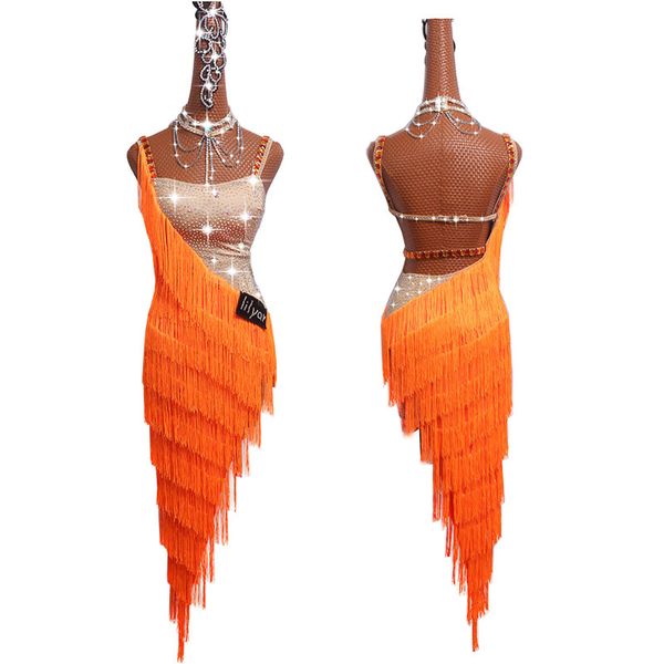 stage wear latin dance dress skirt competition costumes performing dresses sparkly rhinestones customize children orange tassel, Black;red
stage wear latin dance dress skirt competition costumes performing dresses sparkly rhinestones customize children orange tassel, Black;red