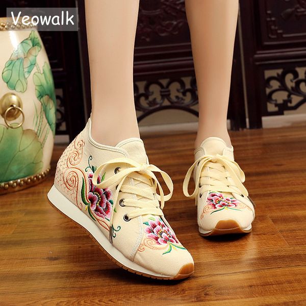 veowalk hidden platforms women casual canvas embroidered sneakers mid lace up ladies comfort denim cotton travel shoes, Black
veowalk hidden platforms women casual canvas embroidered sneakers mid lace up ladies comfort denim cotton travel shoes, Black