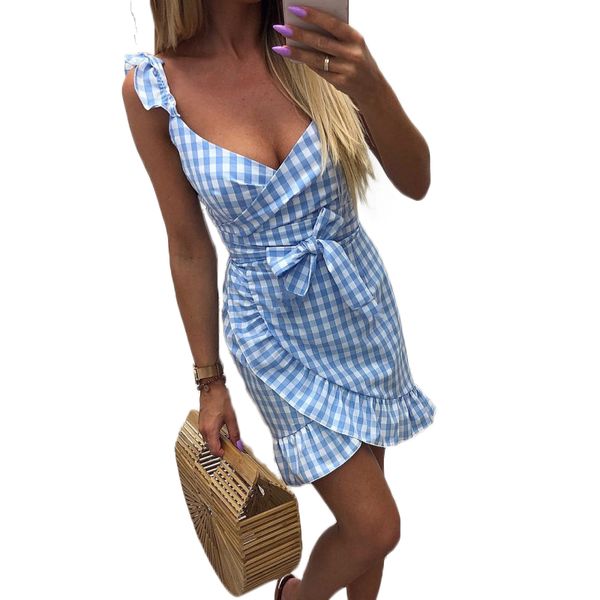 v-neck irregular ruffles plaid summer plaid slim strap dress 2019 new pattern sleeveless backless mini dresses for vestidos, Black;gray
v-neck irregular ruffles plaid summer plaid slim strap dress 2019 new pattern sleeveless backless mini dresses for vestidos, Black;gray
