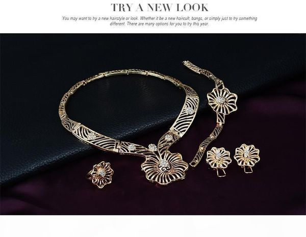fashion women 18k gold plated crystal flower africa dubai wedding party necklace bracelet earring ring jewelry set, Black
fashion women 18k gold plated crystal flower africa dubai wedding party necklace bracelet earring ring jewelry set, Black