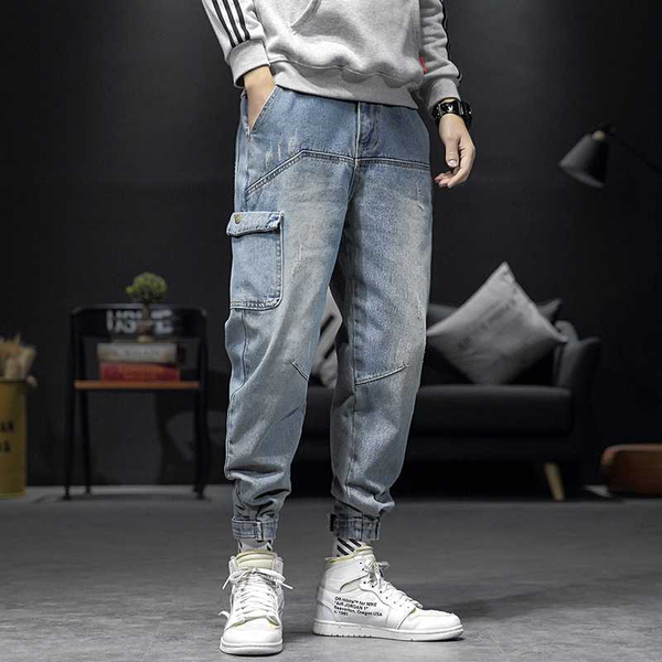 2020 new autumn men jeans men's casual loose ankle-tied pants straight style wide leg men's jeans man pants, Blue
2020 new autumn men jeans men's casual loose ankle-tied pants straight style wide leg men's jeans man pants, Blue