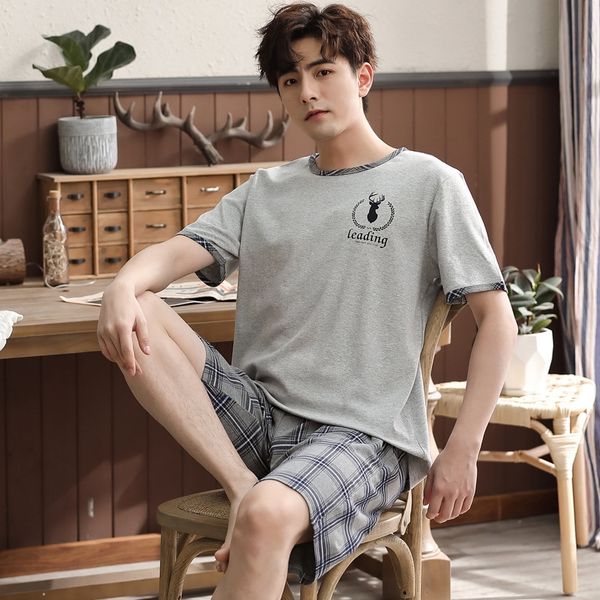 new pajamas men's summer cotton short-sleeved simple korean style thin men's home casual wear pajamas casual wear, Blue;red
new pajamas men's summer cotton short-sleeved simple korean style thin men's home casual wear pajamas casual wear, Blue;red
