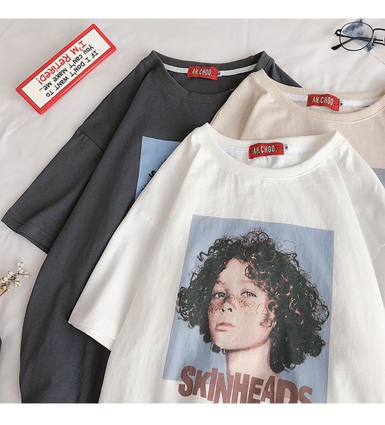 european and american t-shirt men's fashion brand head print short sleeve men's summer new round neck cotton half sleeve, White;black
european and american t-shirt men's fashion brand head print short sleeve men's summer new round neck cotton half sleeve, White;black