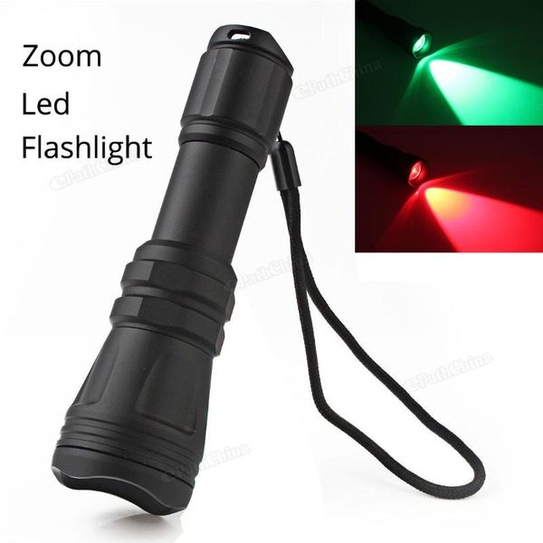 B168 Convex Lens Zoom Led Torch Waterproof Tactical Zoomable Hunting Red / Green Light