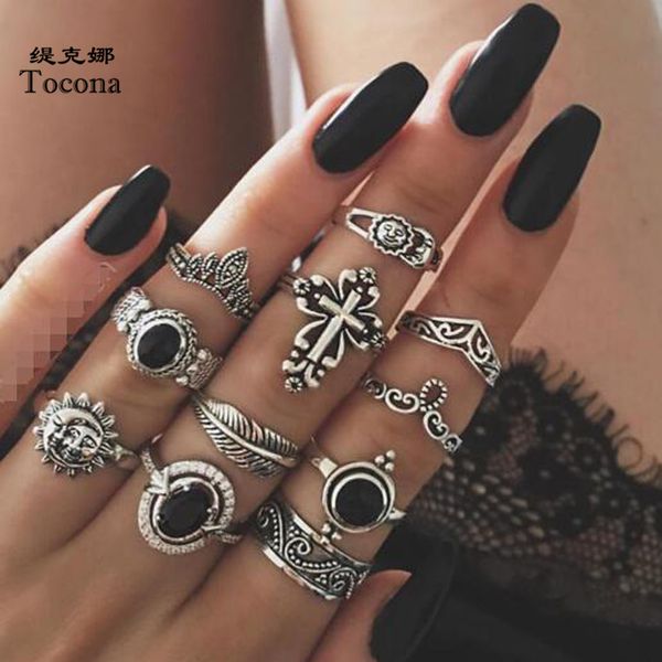 11pcs vintage cross silver color rings for women black stone moon sun knuckle joint rings sets heart leaf jewelry 14420, Golden;silver
11pcs vintage cross silver color rings for women black stone moon sun knuckle joint rings sets heart leaf jewelry 14420, Golden;silver