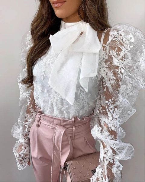 womens lace blouse summer crochet sheer mesh puff sleeve shirt female ladies elegant chic see through, White
womens lace blouse summer crochet sheer mesh puff sleeve shirt female ladies elegant chic see through, White