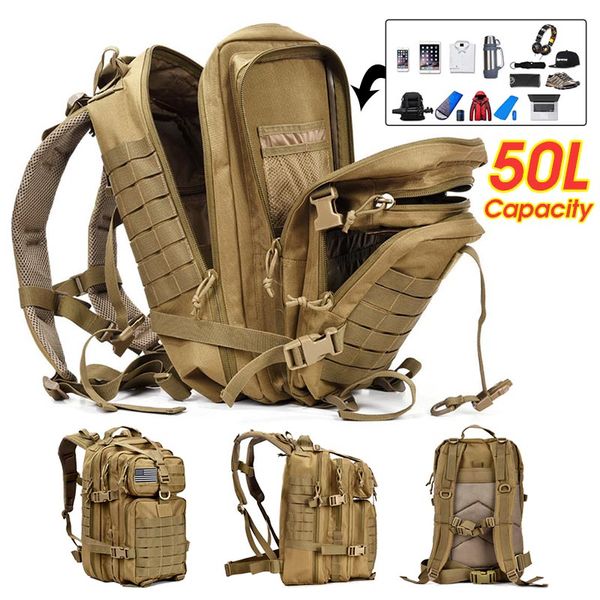 outdoor bags 50l large capacity man army tactical backpack assault 900d waterproof sport hiking trekking camping hunting bag
outdoor bags 50l large capacity man army tactical backpack assault 900d waterproof sport hiking trekking camping hunting bag