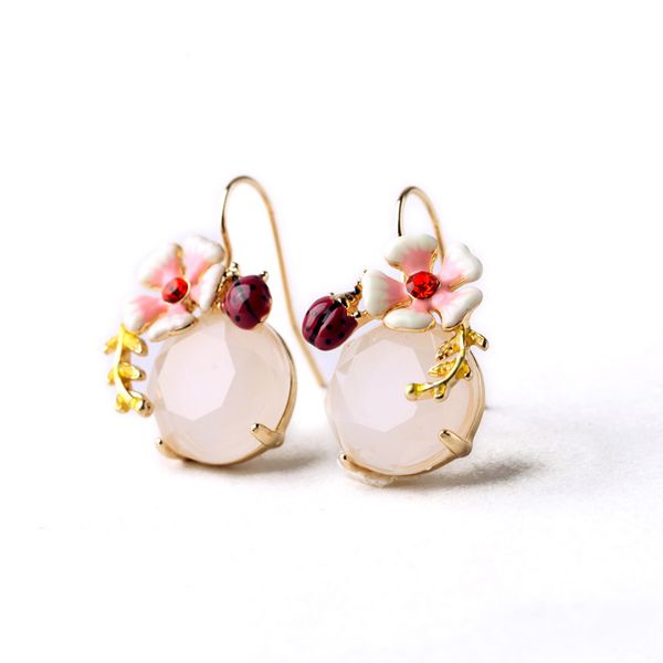 2020 summer new design sweet earring enamel flower round gem short drop earring for women, Silver
2020 summer new design sweet earring enamel flower round gem short drop earring for women, Silver