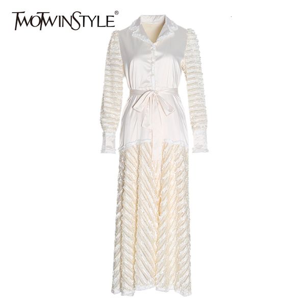 twotwinstyle bowknot patchwork dress for women notched long sleeve high waist lace up dresses female autumn fashion new 2020, Black;gray
twotwinstyle bowknot patchwork dress for women notched long sleeve high waist lace up dresses female autumn fashion new 2020, Black;gray