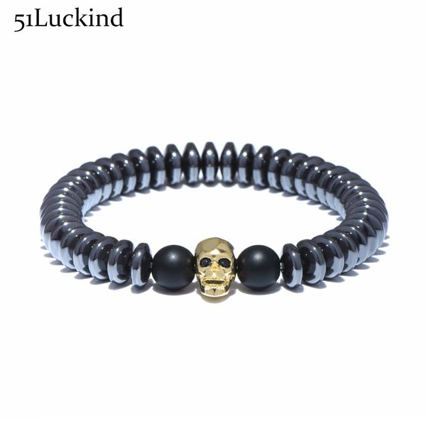 new arrival punk mens skull bracelet charm hematite elastic hand braclets for male biker jewelry accessories pulsera hombre, Black 
new arrival punk mens skull bracelet charm hematite elastic hand braclets for male biker jewelry accessories pulsera hombre, Black