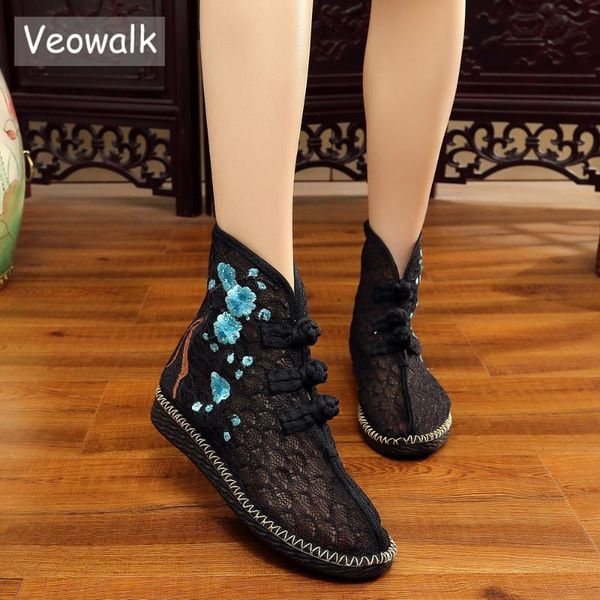 veowalk summer spring women lace fabric short boots, breathable cotton embroidered ankle booties for ladies vintage flat shoes, Black
veowalk summer spring women lace fabric short boots, breathable cotton embroidered ankle booties for ladies vintage flat shoes, Black