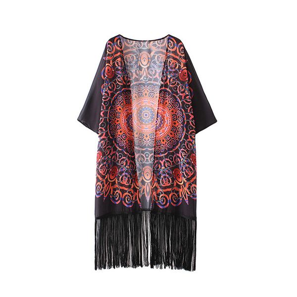 2020 vintage women chiffon kimono cardigan geometric print beach wear fringed tassels loose boho outerwear beach cover up black, White
2020 vintage women chiffon kimono cardigan geometric print beach wear fringed tassels loose boho outerwear beach cover up black, White