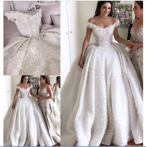 2020 off shoulder wedding dresses bling bling sweep train lace bridal gowns beads crystal sequins custom made ball gown wedding dresses, White
2020 off shoulder wedding dresses bling bling sweep train lace bridal gowns beads crystal sequins custom made ball gown wedding dresses, White