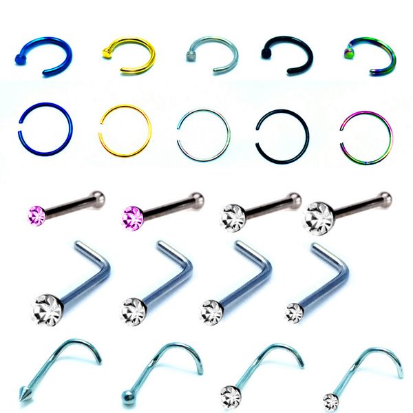 22pcs/set crystal nose ring studs stainless surgical steel nose piercing colorful rhinestone fashion women girl body jewelry, Silver
22pcs/set crystal nose ring studs stainless surgical steel nose piercing colorful rhinestone fashion women girl body jewelry, Silver