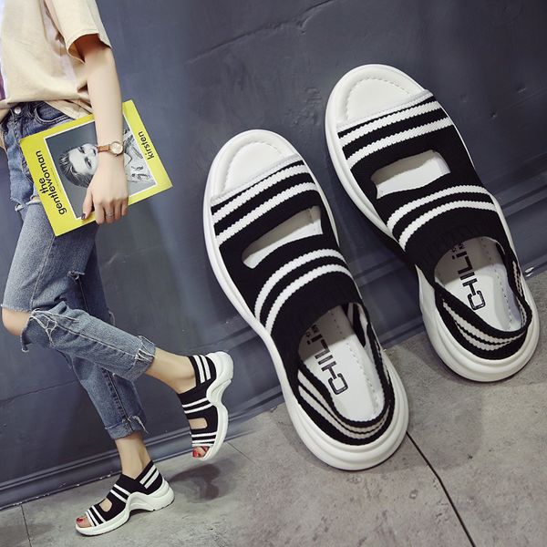 2020 new summer women sandals open toe wedges platform ladies shoes knitting lightweight sneakers sandals, Black
2020 new summer women sandals open toe wedges platform ladies shoes knitting lightweight sneakers sandals, Black