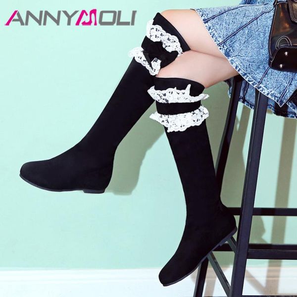 annymoli over the knee boots woman round toe long boots bow flat thigh high lace slim stretch shoes lady autumn winter 44, Black
annymoli over the knee boots woman round toe long boots bow flat thigh high lace slim stretch shoes lady autumn winter 44, Black