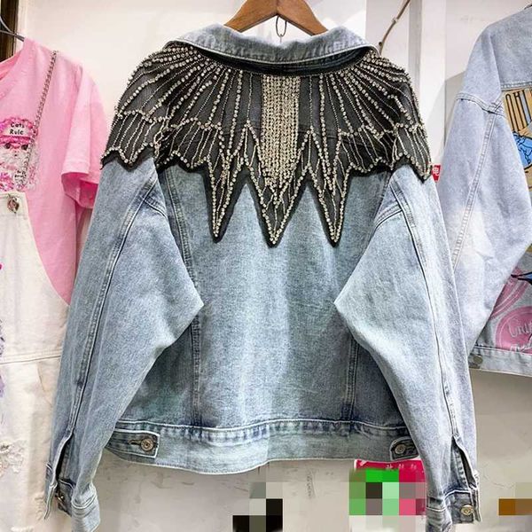 jeans coat women's spring autumn short denim jacket 2020 new european heavy industry diamond beading jean jackets student coats, Black;brown
jeans coat women's spring autumn short denim jacket 2020 new european heavy industry diamond beading jean jackets student coats, Black;brown