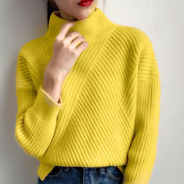 women's sweaters 2021 women autumn winter sweater knitted 6 colors white yellow female polluver turtleneck femme, White;black
women's sweaters 2021 women autumn winter sweater knitted 6 colors white yellow female polluver turtleneck femme, White;black