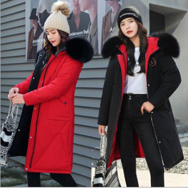 wholesale women's new cotton coat in the long section on both sides wearing a large fur collar down jacket, Black
wholesale women's new cotton coat in the long section on both sides wearing a large fur collar down jacket, Black
